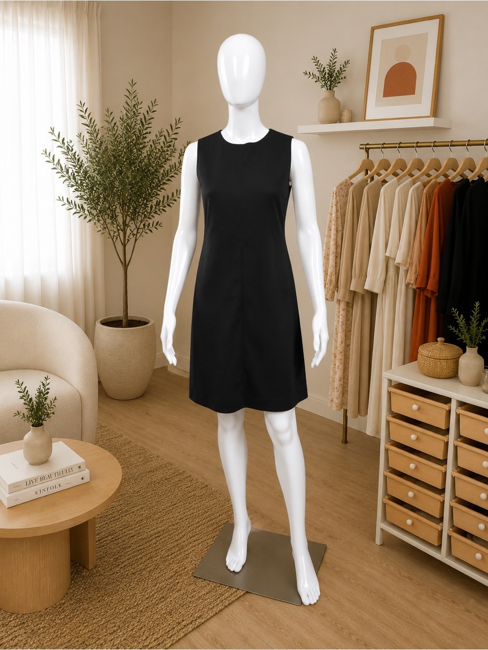 Uniqlo Black Sleeveless Midi Sheath Dress